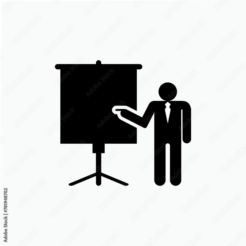 Presentation Icon. Presenting, Explaining. Presenter Symbol  - Vector.