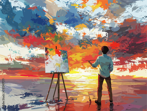 Animator's Colorful Canvas: Capturing the Ethereal Essence of Sunset