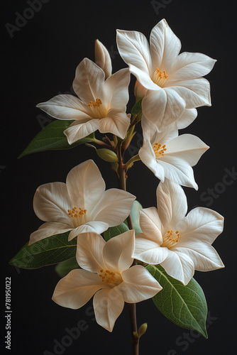 fractal flowers, nature photography, White Jasmine ,dark background