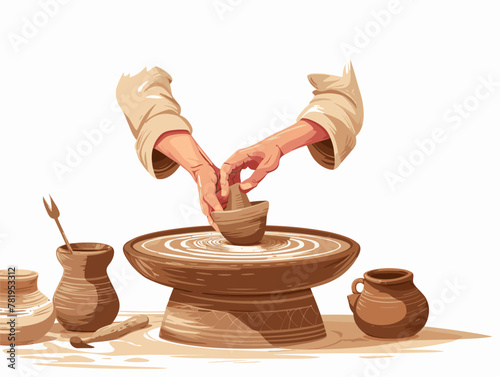 Animated Potter's Deft Hands: Transforming Clay into Elegance