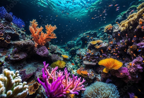 the corals are colorful with many different species of fish