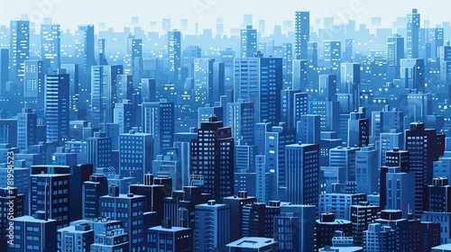 skyline of densely populated cities in the style of graphic comics. #781954523