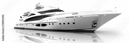 luxurious, long, white yacht on a white background photo