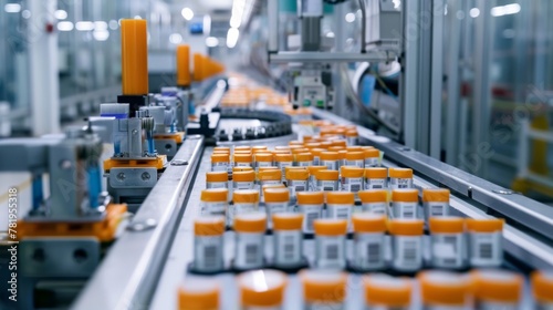 Image of a contemporary automated assembly line in action, focusing on precision and efficiency