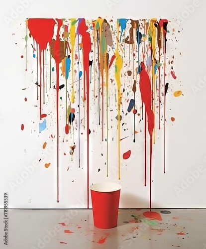 Artist's creative canvas. Abstract splashes of paint on a white background. Concept: screensaver with elements of painting.