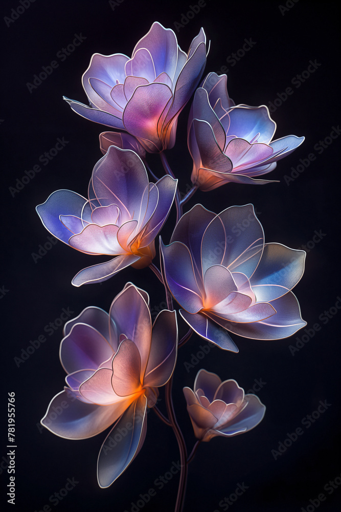 fractal flowers, nature photography, Thai Very High class Purple white Orchid ,dark background, fractal flowers, nature photography, Thai Very High class Purple white Orchid ,dark background,