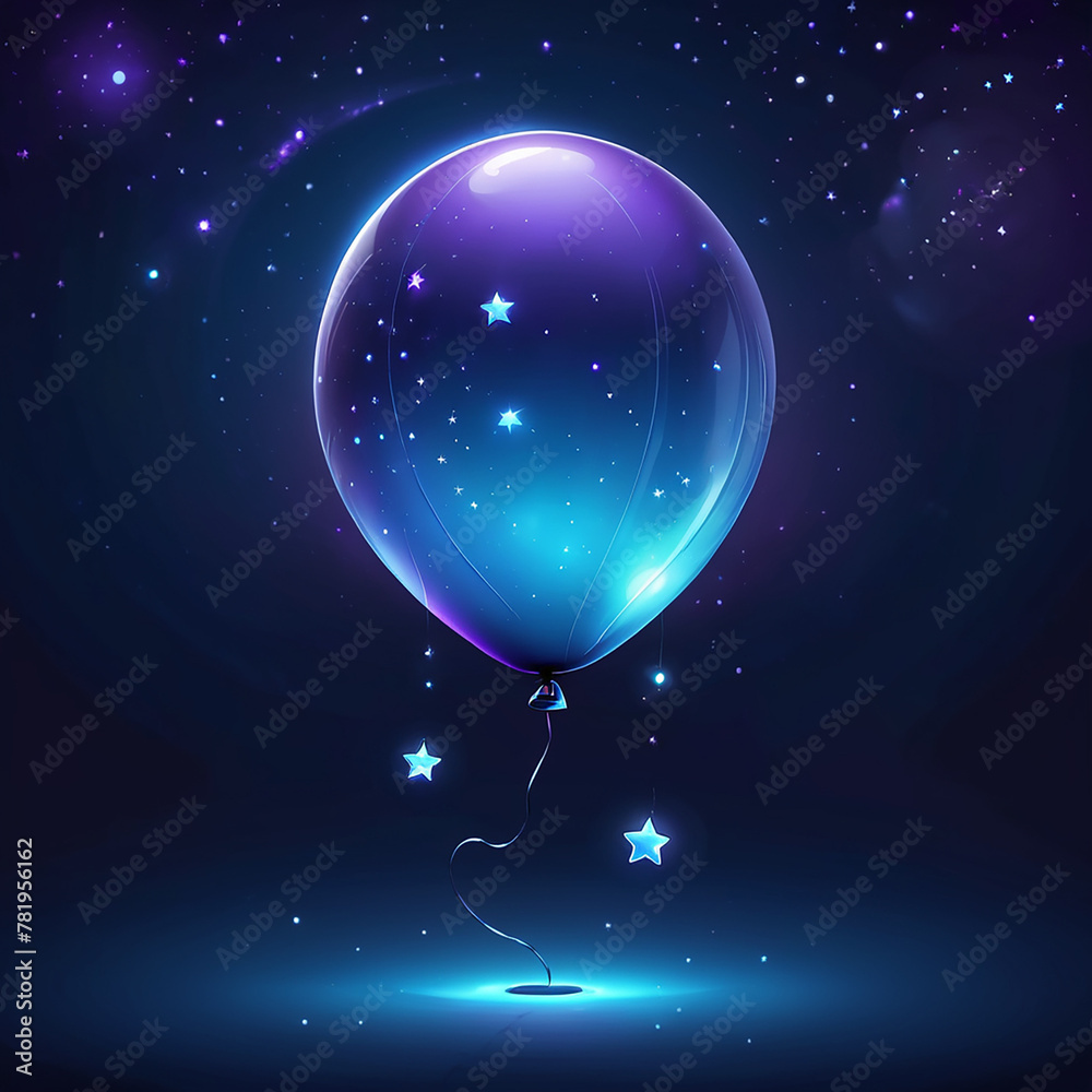 sky with stars and balloons