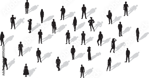 people top view with shadow silhouette on white background vector © zolotons