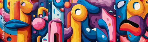 Explore the concept of happiness through vibrant colors and abstract shapes.