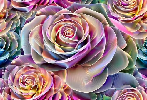 multicolored rose background photograph with white background and purple background