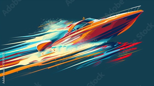 Extremely Fast Boat, Sports Racing Vector Graphic photo