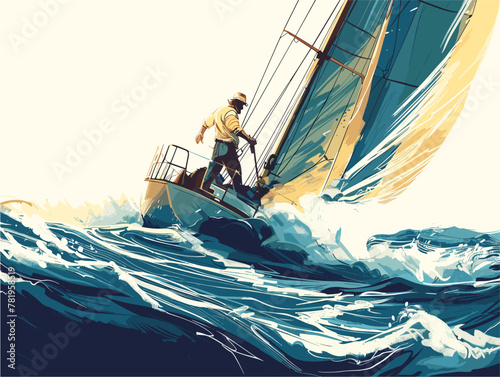 Battling the Tempest: A Sailor's Courage Amidst Stormy Seas