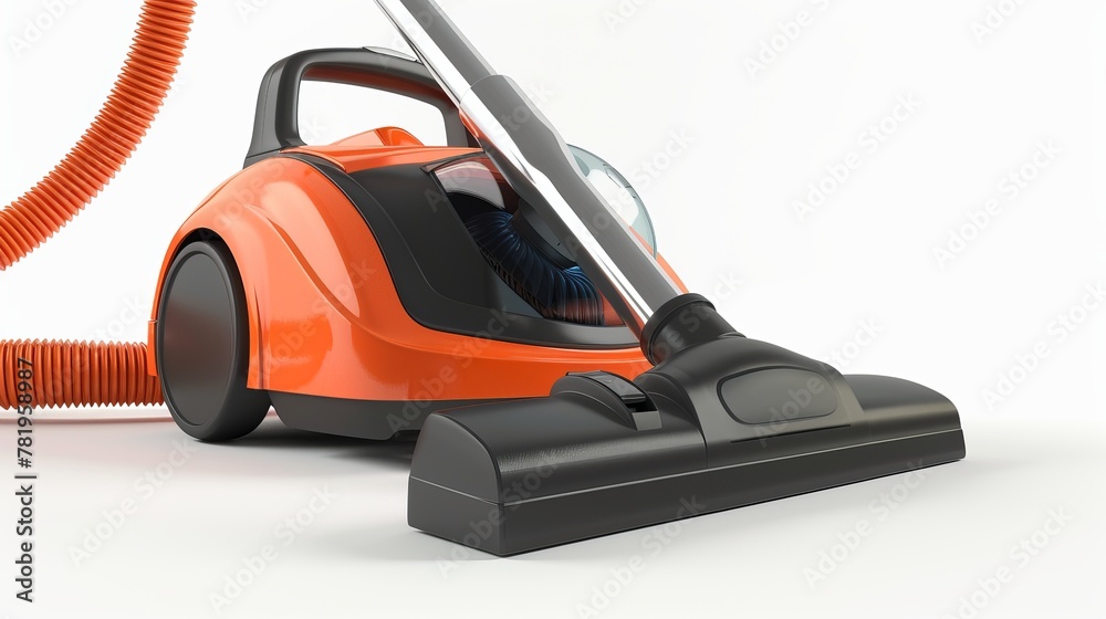 Orange vacuum cleaner isolated on white background. 3d illustration