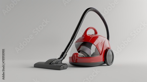 Red vacuum cleaner isolated on white background. 3d illustration photo