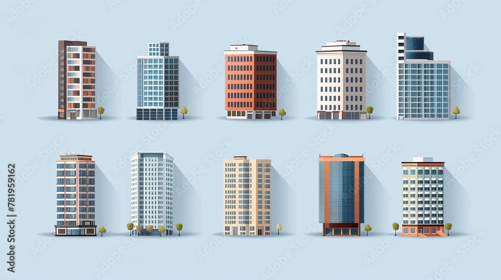 Vector icon: a structure representing a house, apartment, or business. In addition, this image can depict skyscrapers, skylines, hotels, supercenters, banks, and other urban commercial buildings.