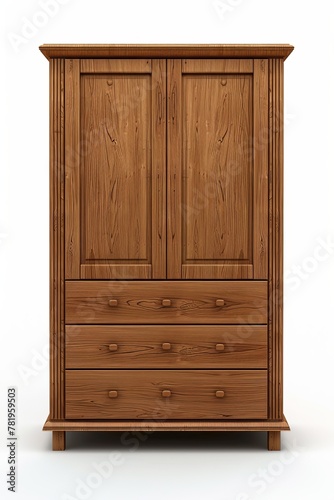 wooden wardrobe isolated on white background