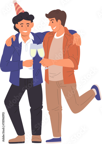 Men Clanging Wine Glass At Party