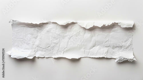 A long piece of white paper with torn edges