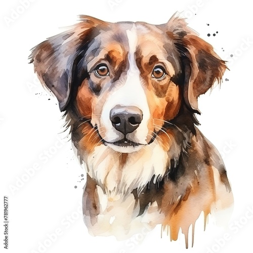 Portrait dog watercolor illustration isolated © LELISAT