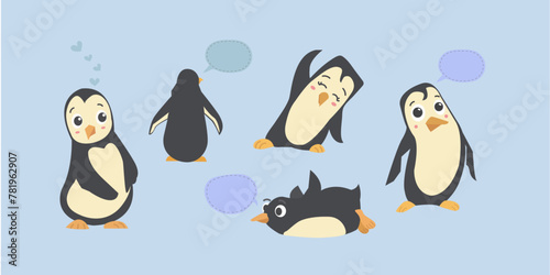 penguin with speech bubble  cute penguin cartoon vector isolated. 