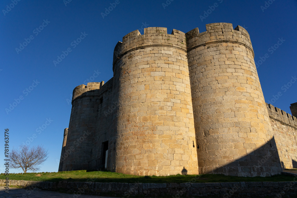 PUEBLA DE SANABRIA, SPAIN - MARCH 20, 2021: Castle of Condes de Benavente in the old town of the medieval village of Puebla de Sanabria, Zamora, Castilla y Leon, Spain.