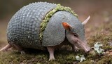 An Armadillo With Its Shell Covered In Lichen