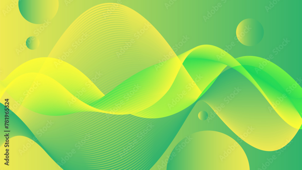 Vector of abstract lines on green and yellow gradient background ...