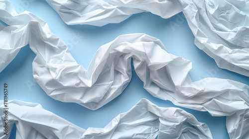 abstract crumpled paper on blue