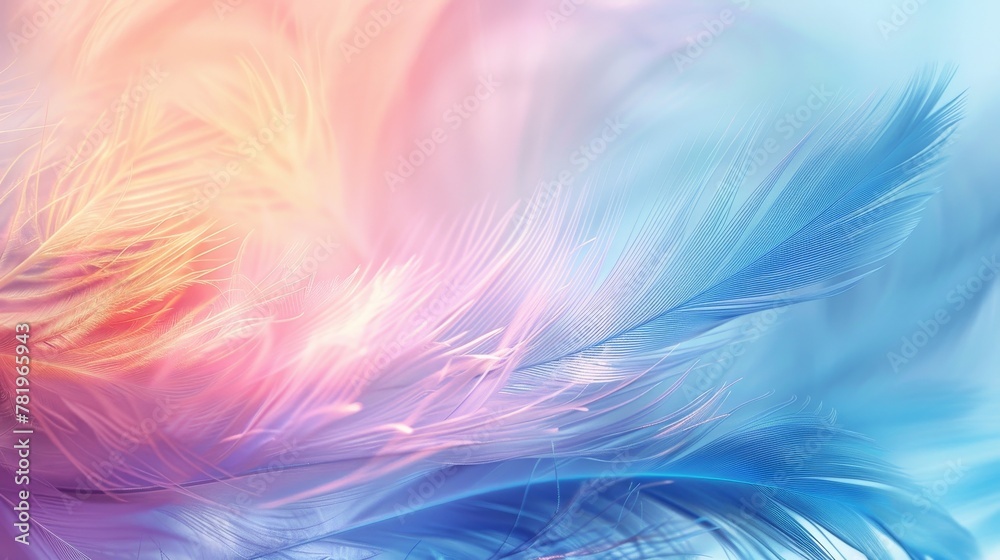 Feathers on a colorful abstract background.