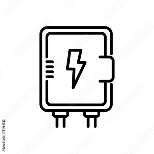 fuse box icon vector, black line icon, isolated background
