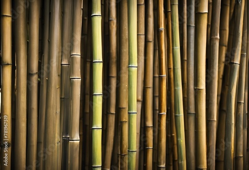 AI generated illustration of a group of tall bamboo stalks