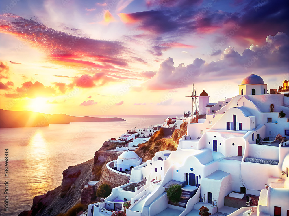 Obraz premium sunset in village island