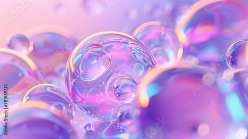 Rendering in 3D. Holographic holographic liquid blobs, soap bubbles, metaballs, etc.