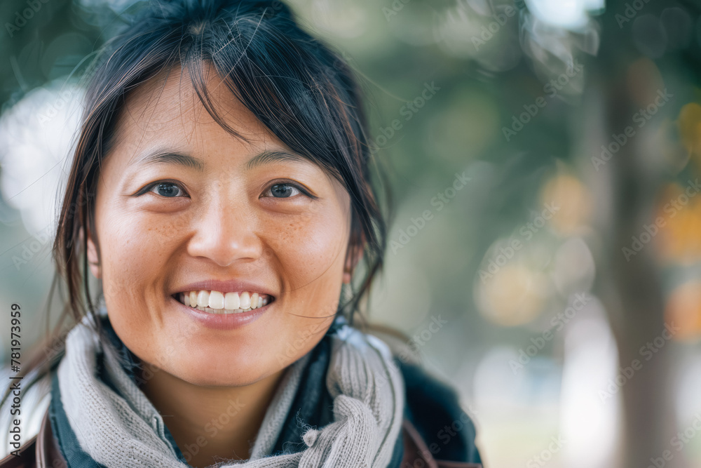 Portrait of a beautiful Asian smiling woman in the park Portrait of a beautiful Asian smiling woman in the park