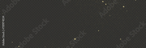 Gold glittering dust with stars on transparent backdrop