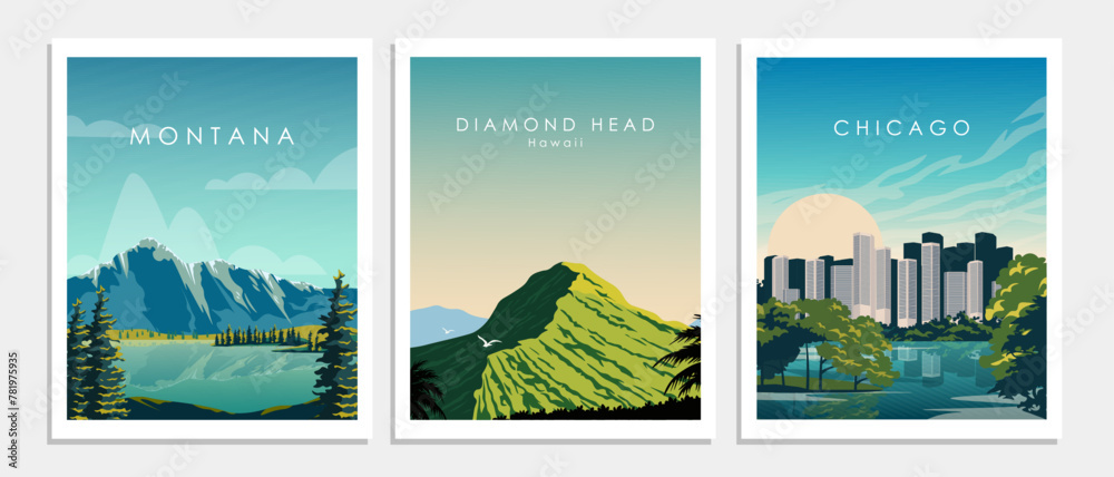 Set of travel banners, cards, posters