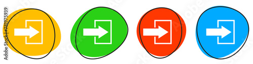 4 bunte Icons: Anmelden - Button Banner
