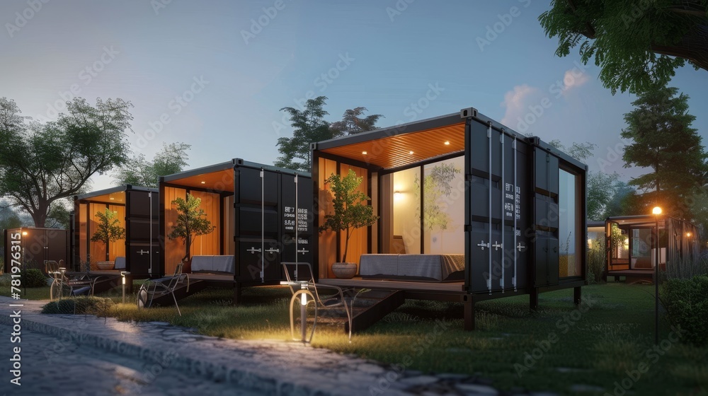Illustrate the potential for high ROI with Plugys innovative container hotel concept AI generated illustration Illustrate the potential for high ROI with Plugys innovative container hotel concept AI generated illustration
