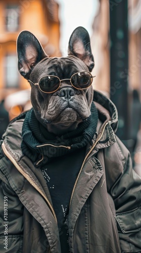 Stylish and chic dog man wearing casual attire AI generated illustration