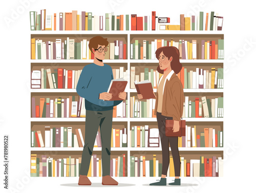 Knowledge Seekers: Librarian and Student Embark on Research Adventure in Animated Library Labyrinth