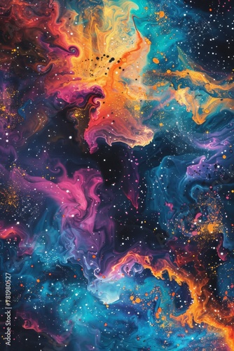 A galaxy transformed into a vibrant abstract pattern for fashion textile design © ktianngoen0128