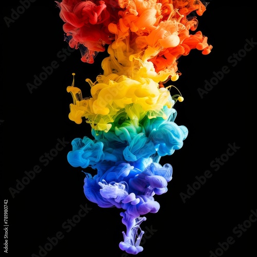 Color Ink in Water Isolated, Rainbow Paint Splash
