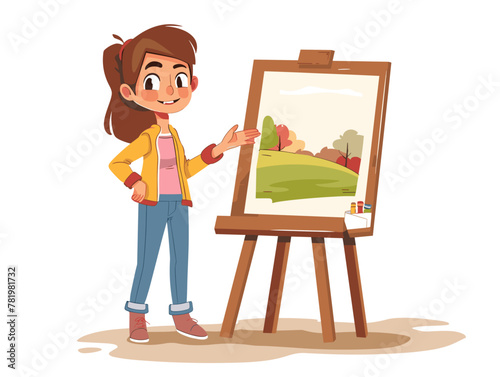 Young Artist Unveils Their Masterpiece at School Exhibition, Inviting Critique and Inspiration