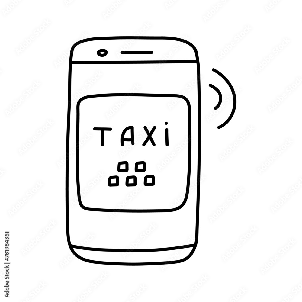 Taxi symbol in doodle style.