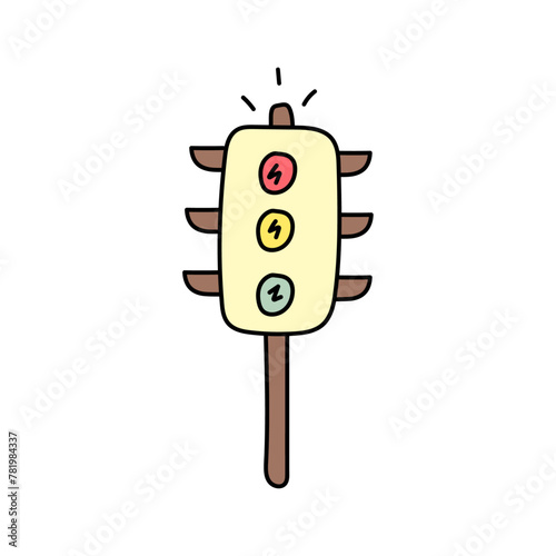 Traffic light in doodle style.