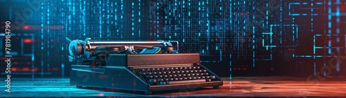 Vintage typewriter and writing workspace, nostalgic, literary, retro photo