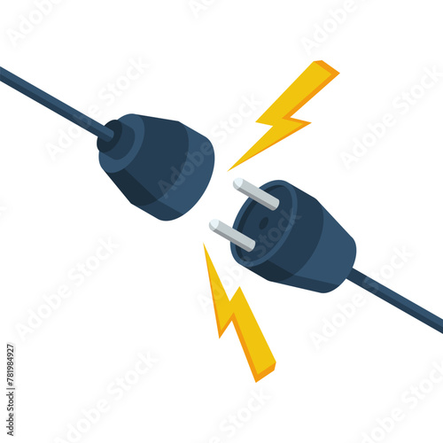 Socket unplugged. Connecting power socket. Plug and outlet. Vector illustration isometric design, isolated on background. Connection concept.