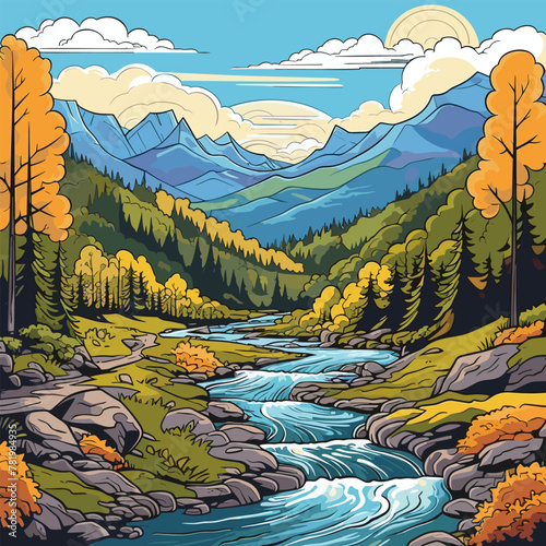 Great Smoky Mountains. Great Smoky Mountains hand-drawn comic illustration. Vector doodle style cartoon illustration