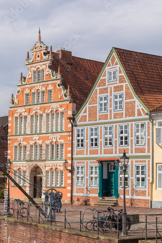 Historic facades at the old town of Stade, Germany