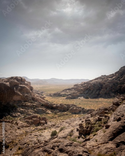 Landscape of the mountains in El Paso Texas with cloudy sky background